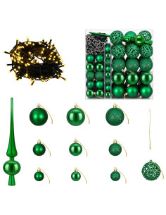 Set di Palle di Natale 120 pz Verde Ø 6 cm Plastica 300 LED 2