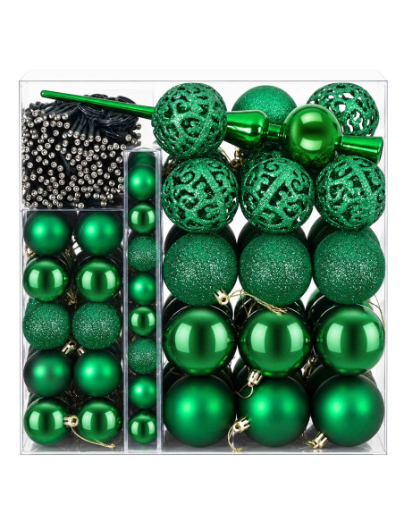 Set di Palle di Natale 120 pz Verde Ø 6 cm Plastica 300 LED