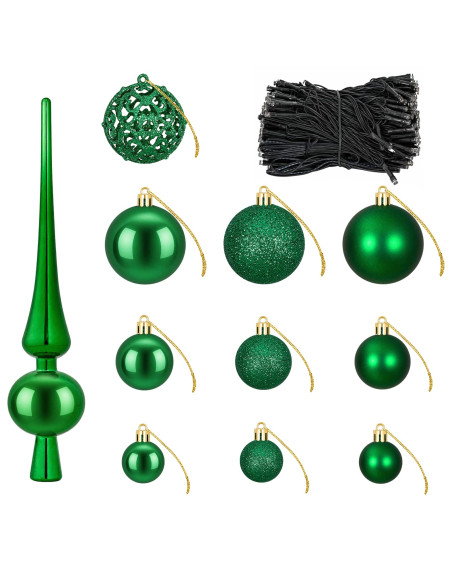 Set di Palle di Natale 120 pz Verde Ø 6 cm Plastica 300 LED