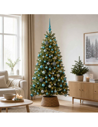 Set di Palle di Natale 120 pz Turchese Ø 6 cm Plastica 300 LED