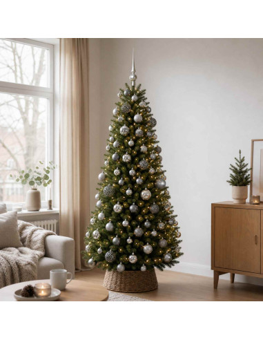 Set di Palle di Natale 120 pz Grigio Ø 6 cm Plastica 300 LED
