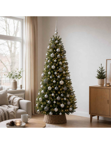 Set di Palle di Natale 120 pz Grigio Ø 6 cm Plastica 300 LED