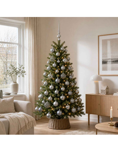Set di Palle di Natale 61 pz Grigio Ø 6 cm Plastica 300 LED