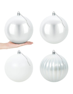 Set di palline di Natale XXL 4 pz Bianco Diam. 20 cm Plastica 2