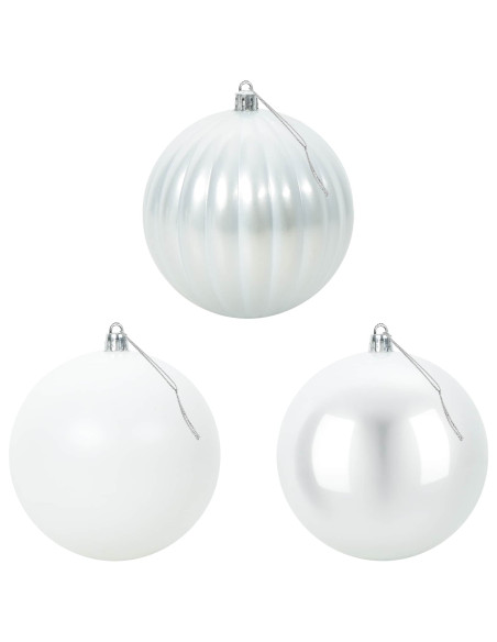 Set di palline di Natale XXL 4 pz Bianco Diam. 20 cm Plastica