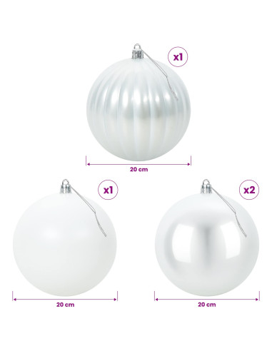 Set di palline di Natale XXL 4 pz Bianco Diam. 20 cm Plastica