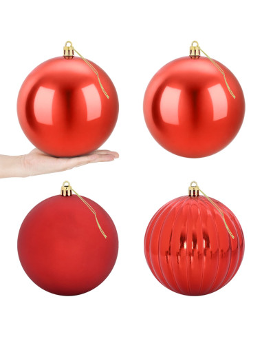 Set di palline di Natale XXL 4 pz Rosso Diam. 20 cm Plastica