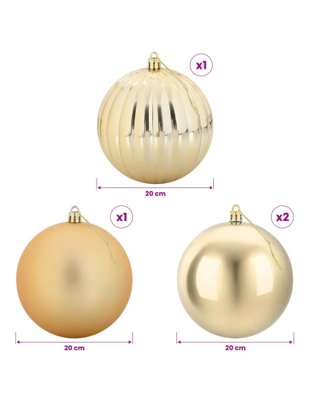 Set di palline di Natale XXL 4 pz Oro Diam. 20 cm Plastica