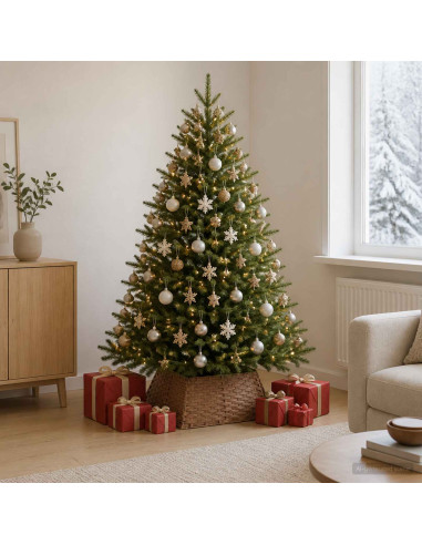 Collare per Albero di Natale Quadrato Marrone Chiaro polyrattan