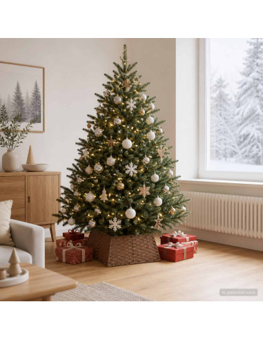 Collare per Albero di Natale Quadrato Marrone Chiaro polyrattan