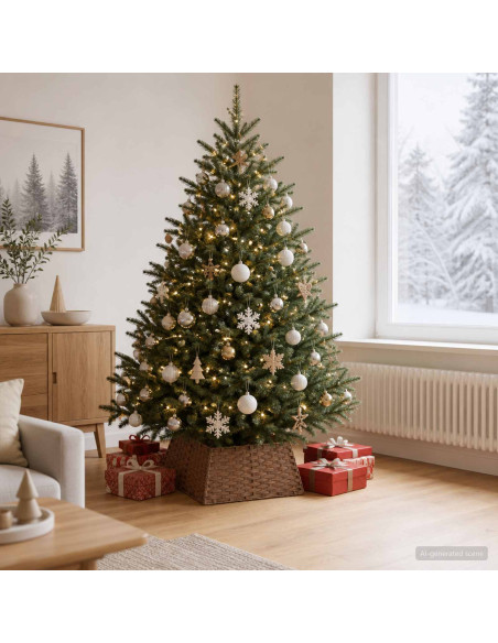 Collare per Albero di Natale Quadrato Marrone Chiaro polyrattan