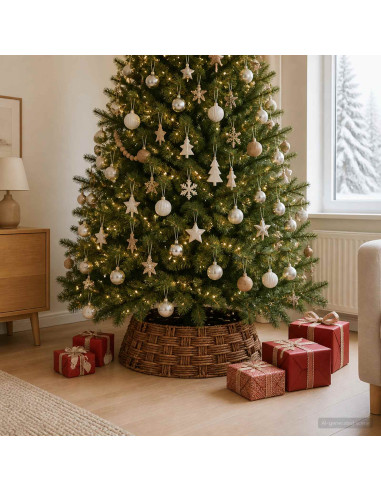 Collare per Albero di Natale Rotondo Marrone lavato