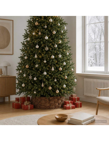 Collare per Albero di Natale Rotondo Marrone lavato