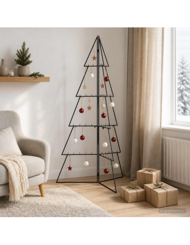 Albero di Natale in metallo KUOPIO 140 cm Acciaio Nero