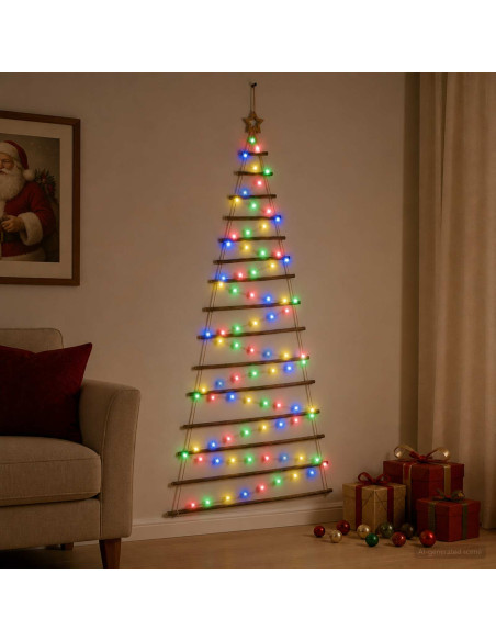 Albero di Natale appeso 210 cm 130 LED Multicolore