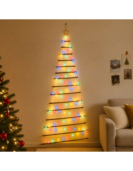 Albero di Natale appeso 210 cm 130 LED Multicolore