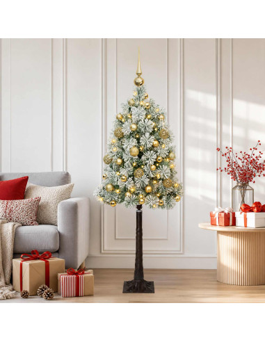 Albero di Natale artificiale con rami snodati e palline 120 cm