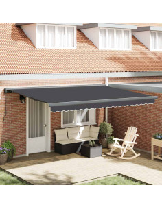 Tenda da Sole Retrattile Antracite 4x3 m in Tessuto e Alluminio