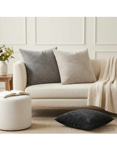 Cuscino 2 pz HEERLEN Grigio Scuro 55 x 55 cm Tessuto Chenille