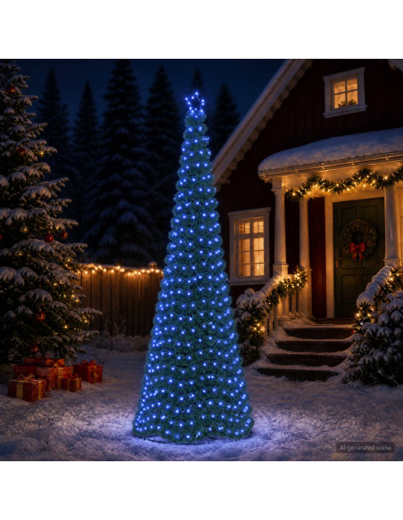 Albero di Natale in tinsel con luci LED e base EKENAS 300 cm
