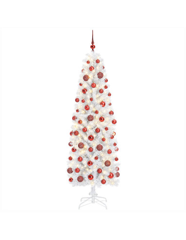 Albero di Natale Artificiale Slim con Palline 240 cm 300 LED
