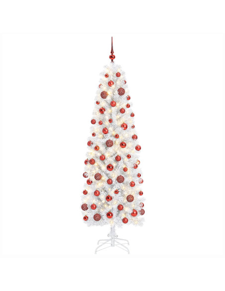 Albero di Natale Artificiale Slim con Palline 240 cm 300 LED