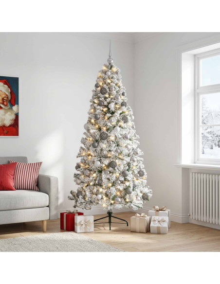 Albero di Natale artificiale con palline 240 cm 300 LED