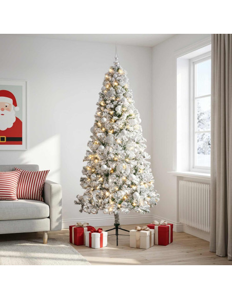 Albero di Natale artificiale con palline 210 cm 300 LED