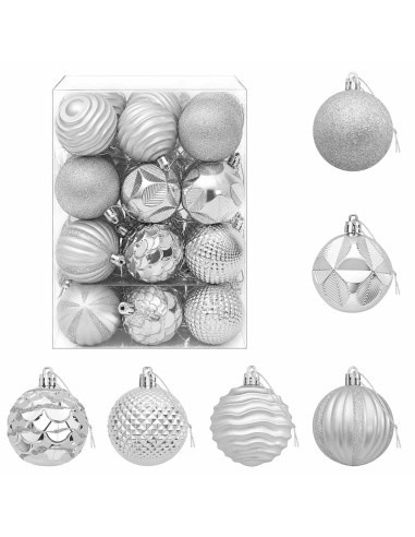 Set di Palline di Natale 36 pz Argento 6 cm Polistirolo