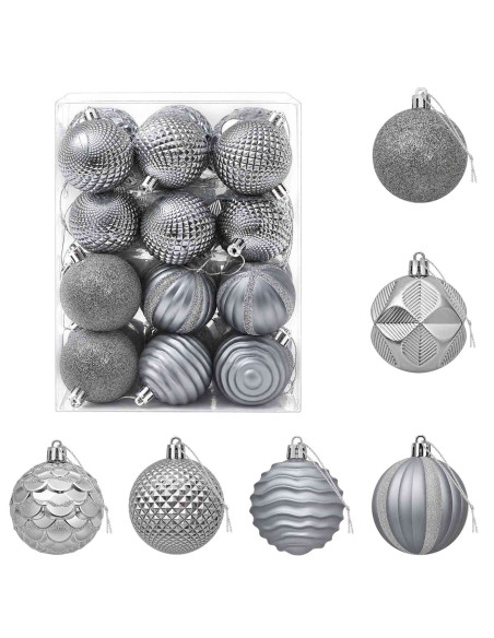 Set di Palline di Natale 36 pz Grigio 6 cm Polistirolo