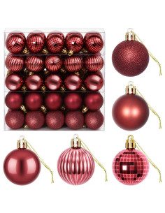 Set di Palline di Natale 100 pz Rosso Vino 4 cm Polistirolo