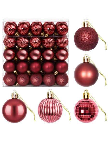 Set di Palline di Natale 100 pz Rosso Vino 4 cm Polistirolo