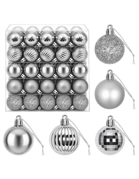 Set di Palline di Natale 100 pz Grigio 4 cm Polistirolo