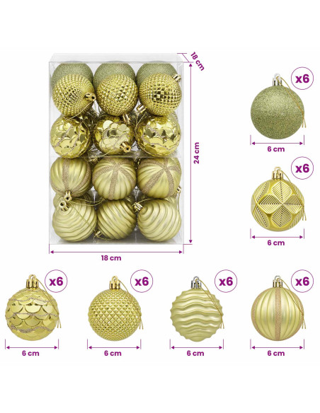 Set di Palline di Natale 36 pz Verde chiaro 6 cm Polistirolo