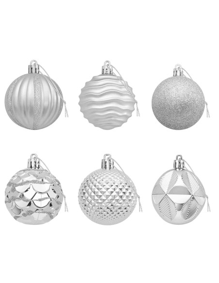 Set di Palline di Natale 36 pz Argento 6 cm Polistirolo