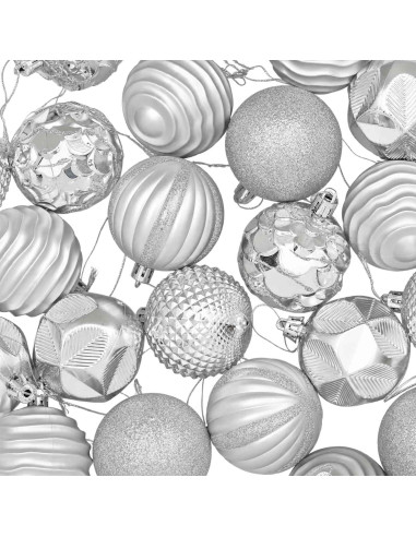 Set di Palline di Natale 36 pz Argento 6 cm Polistirolo