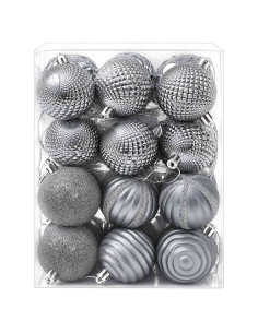 Set di Palline di Natale 36 pz Grigio 6 cm Polistirolo 2