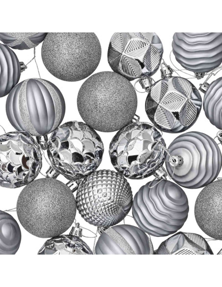 Set di Palline di Natale 36 pz Grigio 6 cm Polistirolo