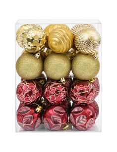 Set di Palline di Natale 36 pz Oro e rosso vino 6 cm 2
