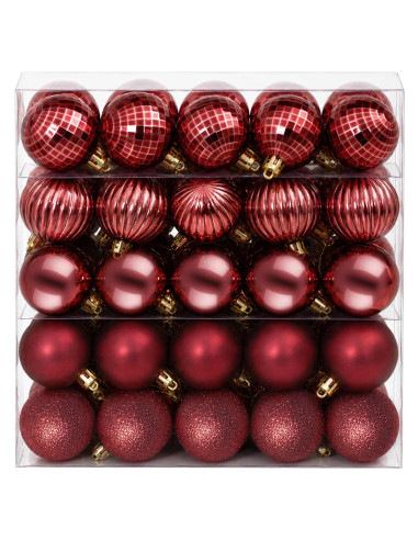Set di Palline di Natale 100 pz Rosso Vino 4 cm Polistirolo