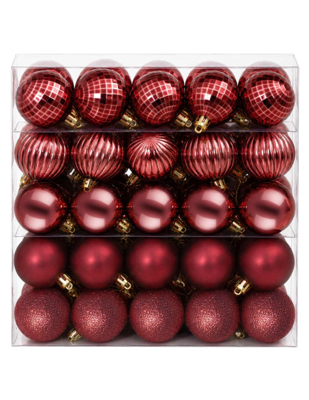 Set di Palline di Natale 100 pz Rosso Vino 4 cm Polistirolo