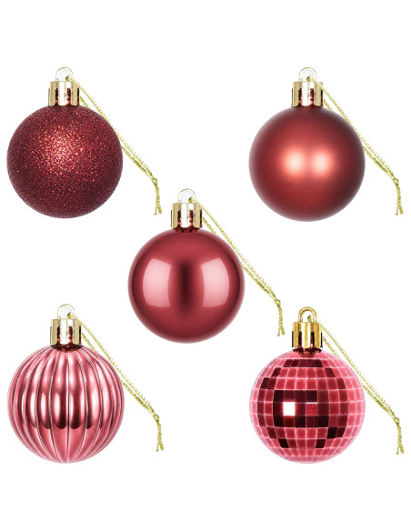Set di Palline di Natale 100 pz Rosso Vino 4 cm Polistirolo