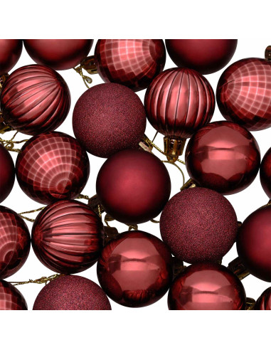 Set di Palline di Natale 100 pz Rosso Vino 4 cm Polistirolo