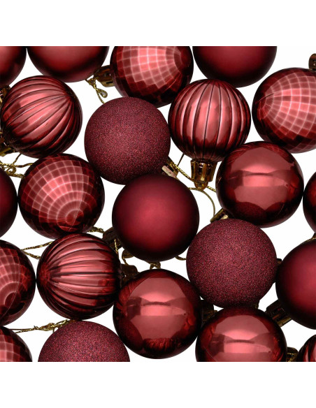 Set di Palline di Natale 100 pz Rosso Vino 4 cm Polistirolo