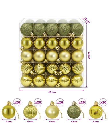 Set di Palline di Natale 100 pz Verde chiaro 4 cm Polistirolo