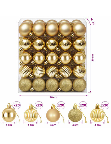 Set di Palline di Natale 100 pz Oro 4 cm Polistirolo