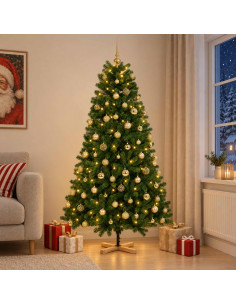 Albero di Natale artificiale con palline 180 cm 300 LED