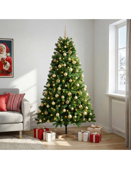 Albero di Natale artificiale con palline 180 cm 300 LED