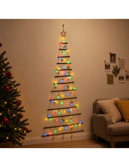 Albero di Natale appeso con palle 180 cm 100 LED Multicolore