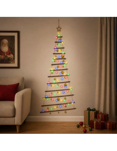 Albero di Natale appeso con palle 180 cm 100 LED Multicolore